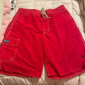 Mens Polo Ralph Lauren Red Swim Trunks Size M